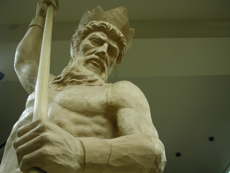 Il Tritone (fase di lavorazione) - Scultura in legno h. 2,80 mt. - 2001 - Collezione privata